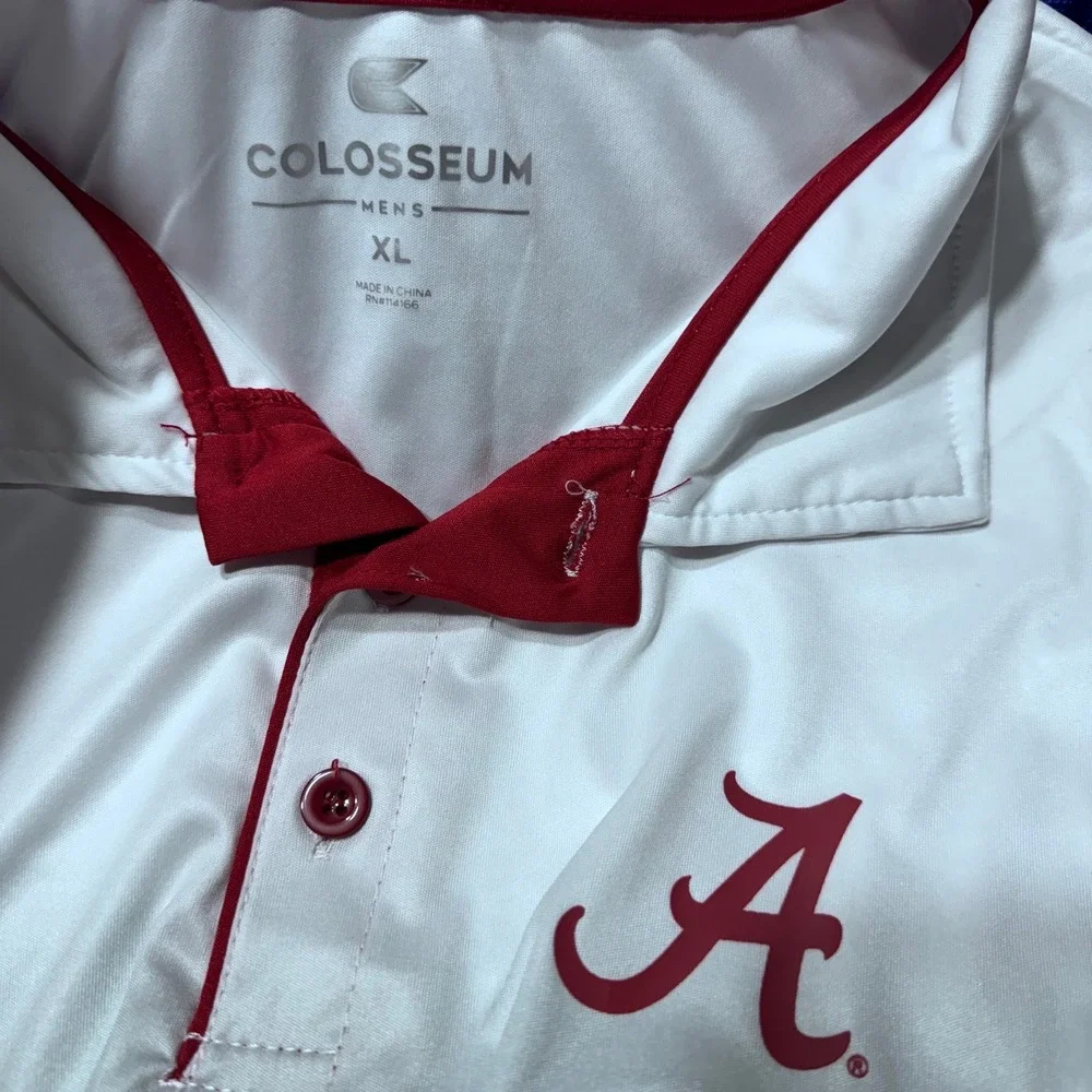 Colosseum Mens XL White Grey‎ Alabama Crimson Tide Ombre Performance Polo Shirt